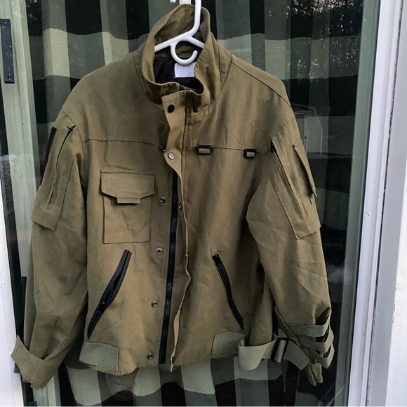 UNM Canvas Utility Jacket Size Large Full Zip+Snap Multi-Pocketed Tan - Picture 14 of 16